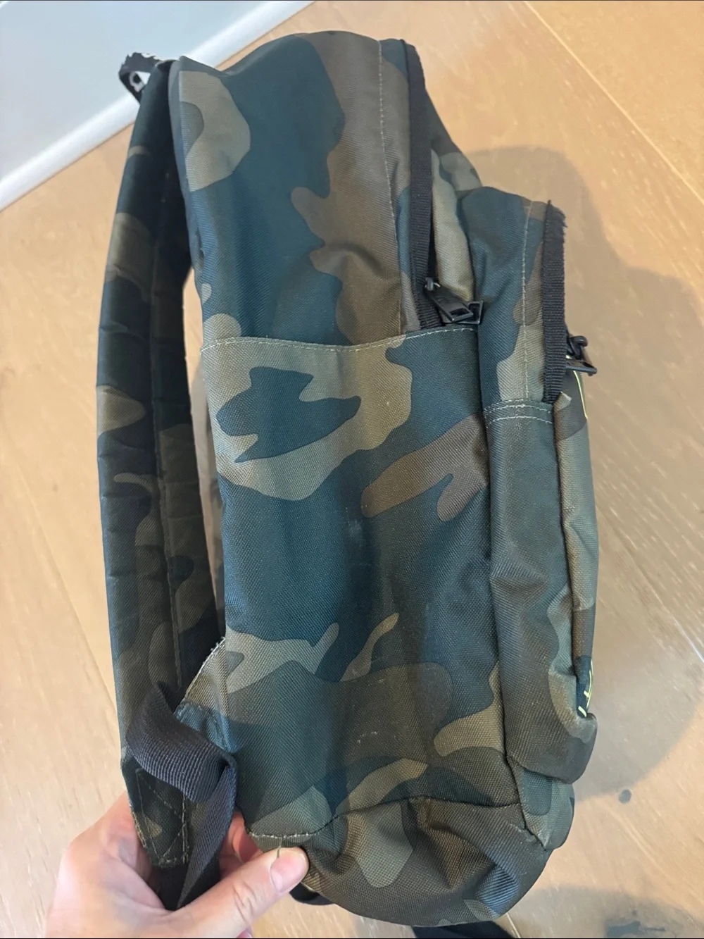 Adidas Camouflage Backpack with Neon Yellow Logo